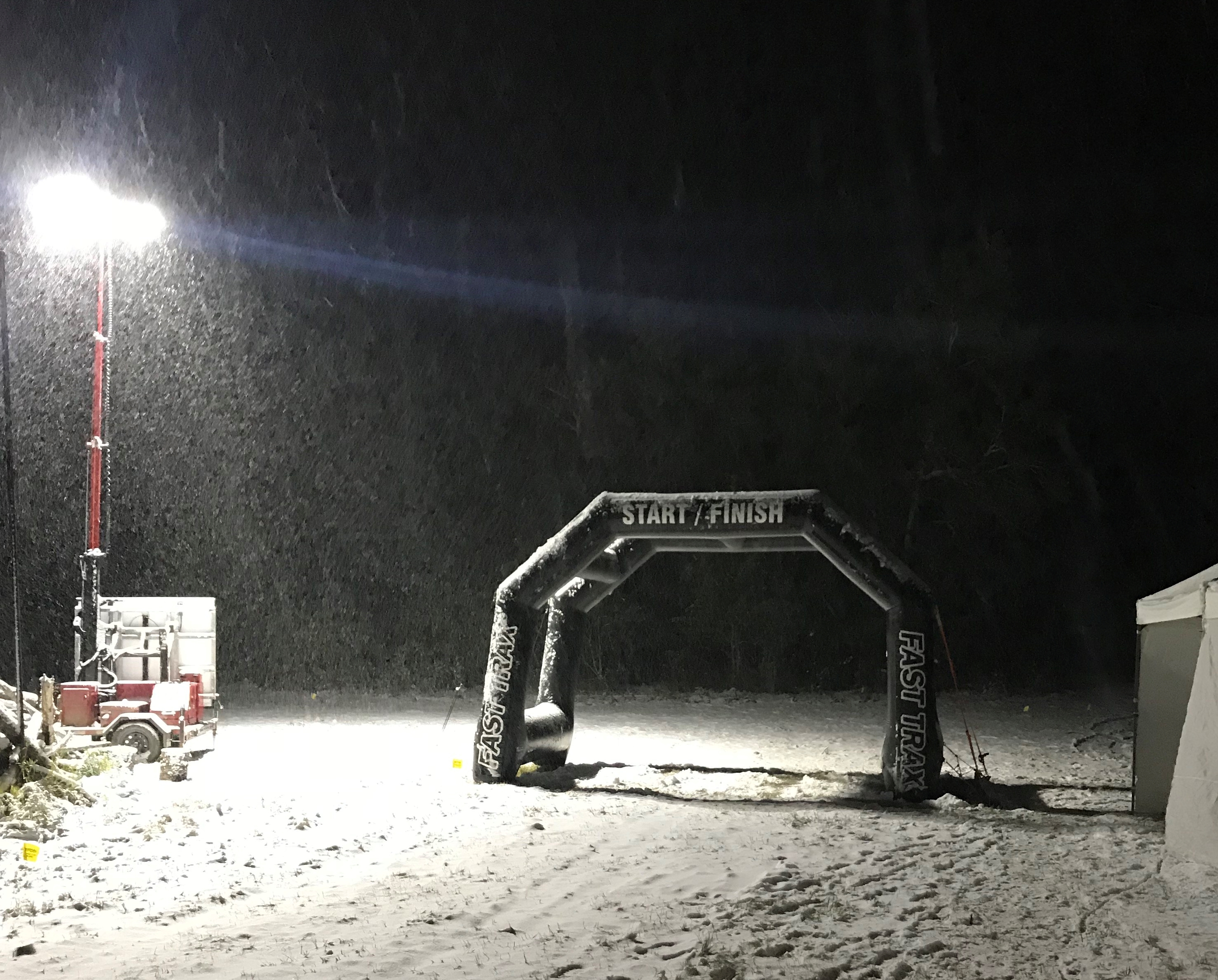 The snowy start line